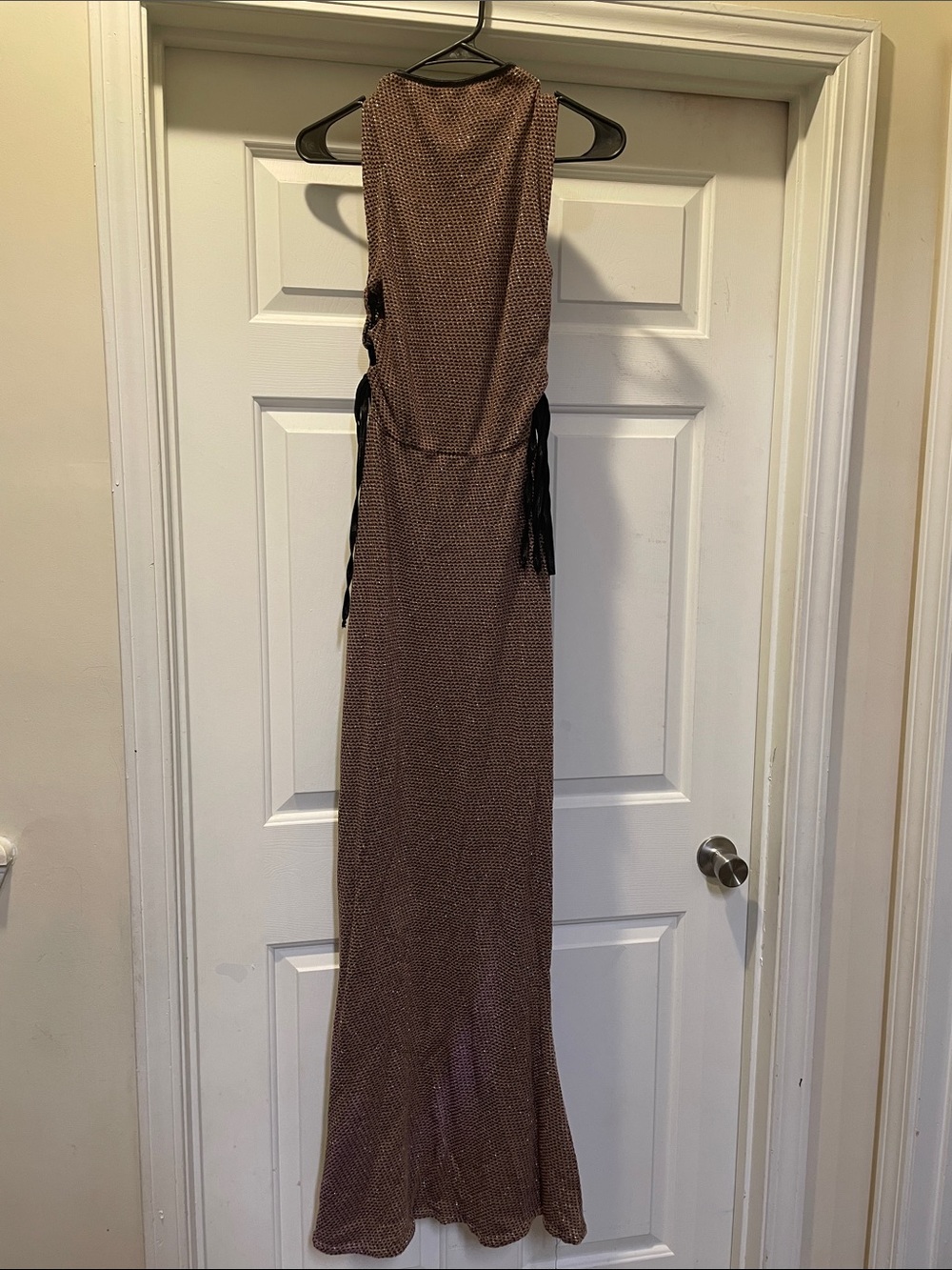 Sleeveless Brown Maxi Dress with Side Tie Accents size X-Large